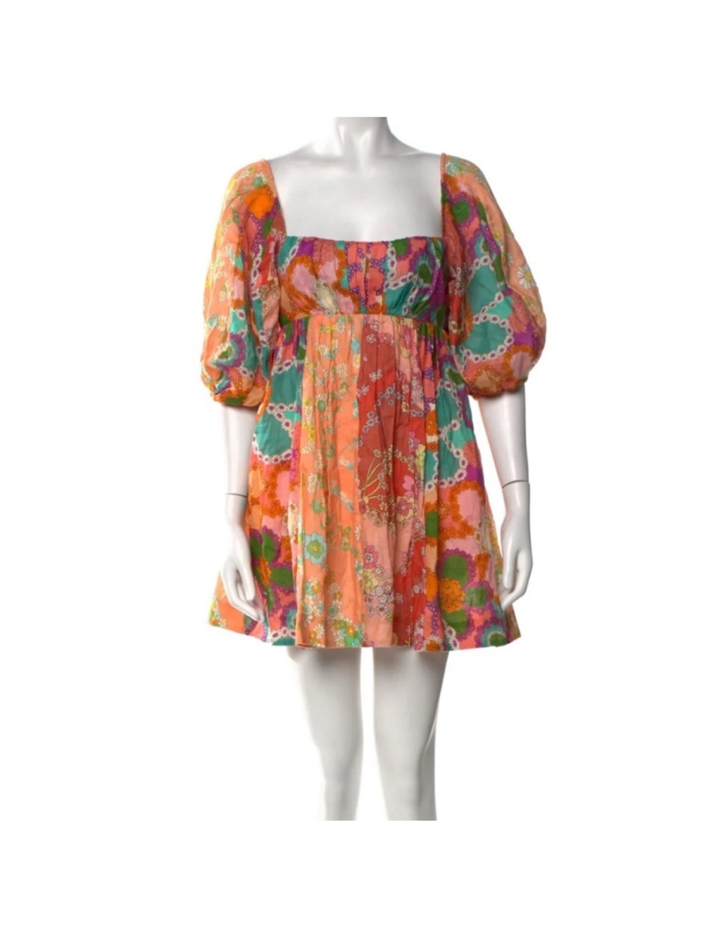 Zimmermann Orange Pink Green Floral Mini Dress
